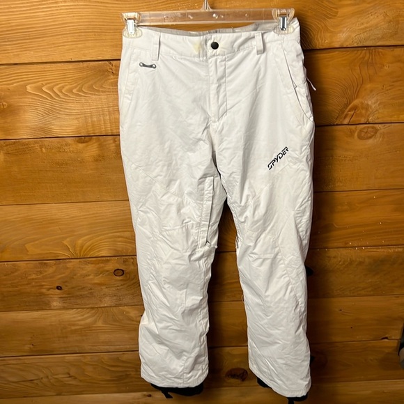 SPYDER Women’s WHITE SKI/SNOW PANT 6 pockets sled riding snowmobile outside - Picture 1 of 13